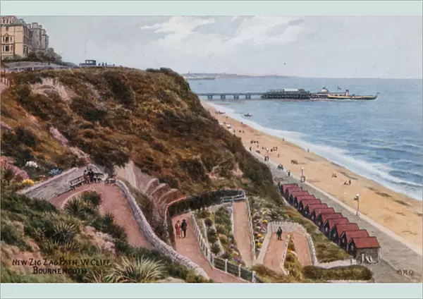 New Zig Zag Path, W Cliff, Bournemouth (colour litho)