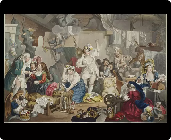 Strolling Actresses Dressing in a Barn, illustration from Hogarth Restored