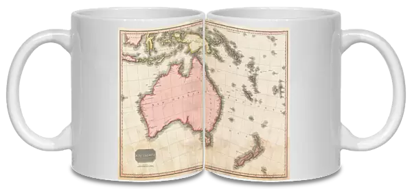 John Pinkertons map of Australia and the South West Pacific, 1818 (colour engraving)