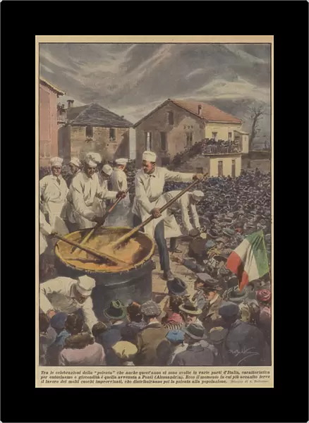Among the polenta celebrations that also this year took place in various parts of Italy... (colour litho)