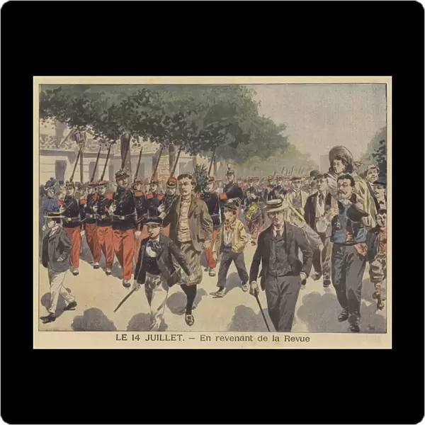 Returning home from the Bastille Day parade (colour litho)