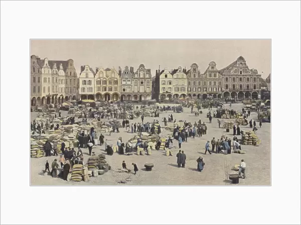 Arras, La grande Place, un jour de marche aux grains (colour photo)