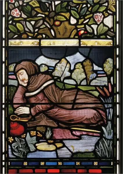 The Poet Langland Asleep, Piers Ploughman, 1873 (stained glass)