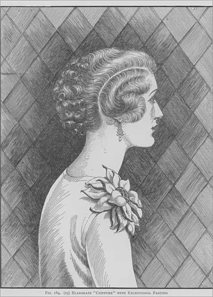 Elaborate Coiffure with exceptional parting (litho)