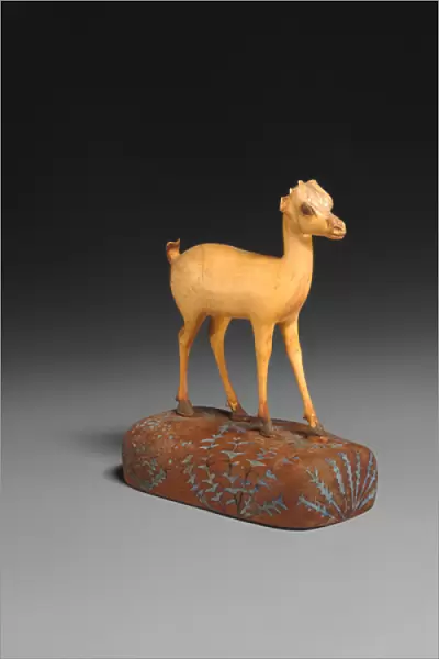 Gazelle, c. 1390-1353 B. C. (elephant Ivory, wood, blue-pigment inlay)