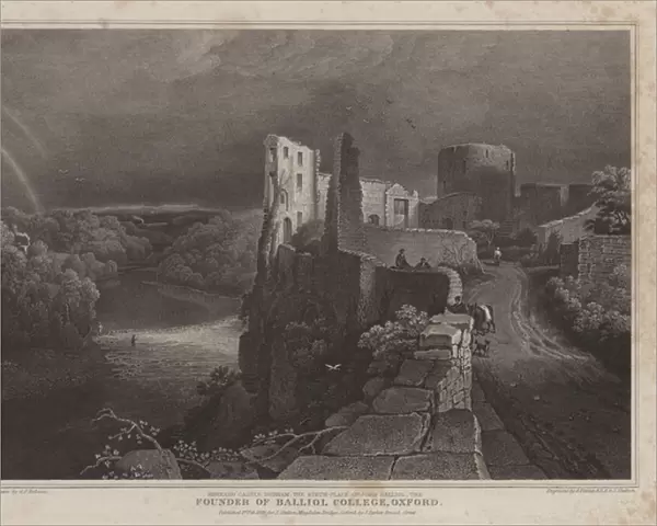 Barnard Castle, Durham, birthplace of John Balliol, founder of Balliol College, Oxford (engraving)