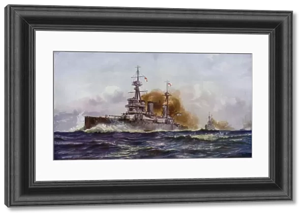 A famous battle cruiser- HMS Invincible (colour litho)