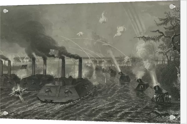 Gun and Mortar Boats on the Mississippi, c. 1878 (engraving)