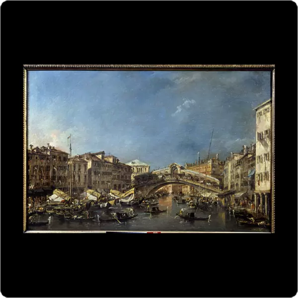 The Rialto Bridge in Venice in the 18th century Painting by Francesco Guardi (1712-1793