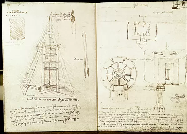 Architecture and military art: left page: spin. Slug staircase around a tower