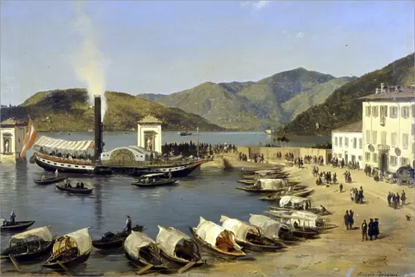 The Port of Como (Como), 1850. Painting by Angelo Inganni. Como, private coll