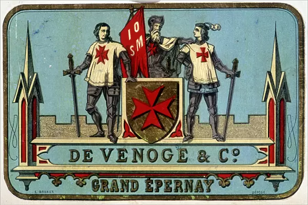 Advertising label of 'Venoge - Grand Epernay'(knights of Malta)