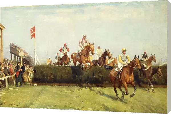 The Grand National Steeplechase: Valentines Jump, (oil on canvas)