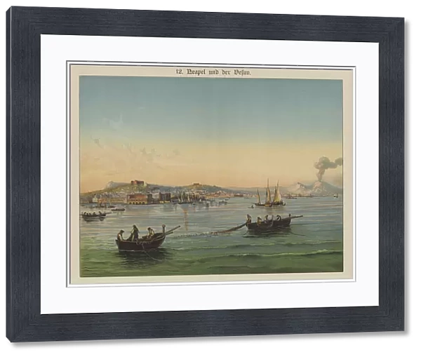 Bay of Naples, Italy (colour litho)