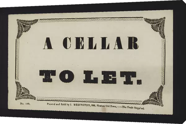 Advertisement: A cellar to let (type)