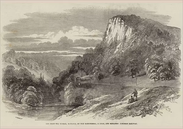 The High Tor Tunnel, Matlock, on the Manchester, Buxton, and Midlands Junction Railway (engraving)