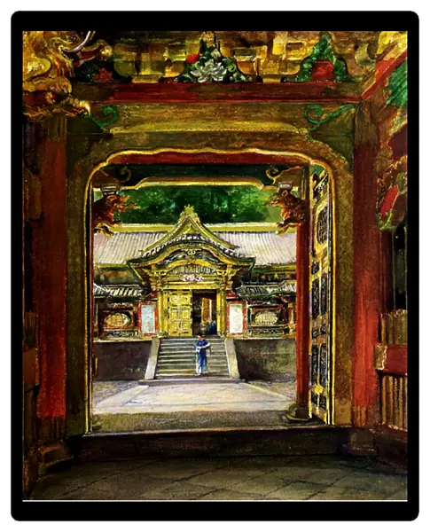 The 3rd Gate, Iyemitsu Temple, Nikko, Japan, c. 1886 (w  /  c & gouache on paper)