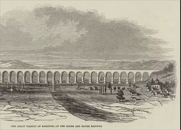The Great Viaduct of Barentin, on the Rouen and Havre Railway (engraving)