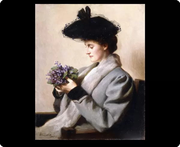 The Nosegay of Violets - Portrait of a Woman, 1905 (oil on canvas)