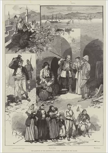The Question of the Retention of Cyprus, Sketches in the Island (engraving)