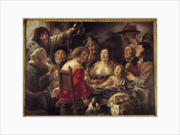 The king drinks or the draw of the feve of the epiphany Painting by Jacob Jordaens