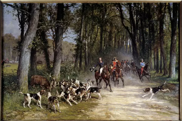 The hunting duke of orleans ran to the grove of sylvie. Painting by Charles Olivier De