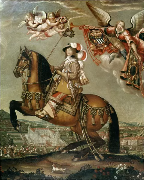 Equestrian portrait of Alberte Barbe d Ernecourt, Lady of Saint Balmont (1608-1660