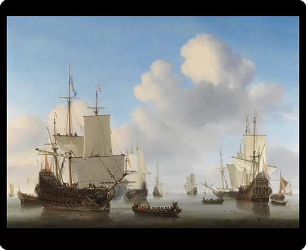 Dutch Ships in a Calm Sea, c. 1665 (oil on canvas)
