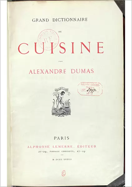Frontispiece to the Grand Dictionnaire de Cuisine