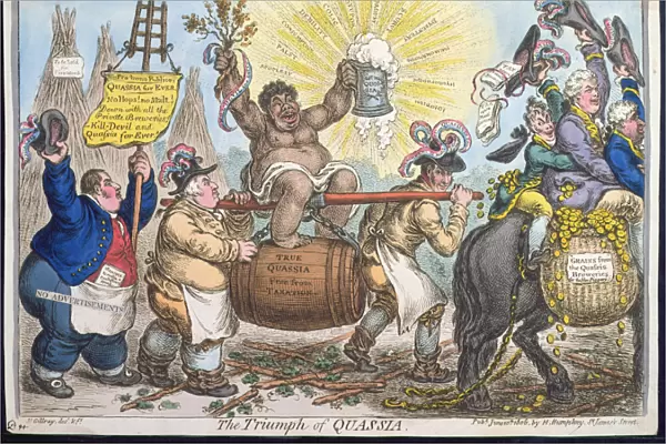 The Triumph of Quassia, published by Hannah Humphrey in 1806 (hand-coloured etching)