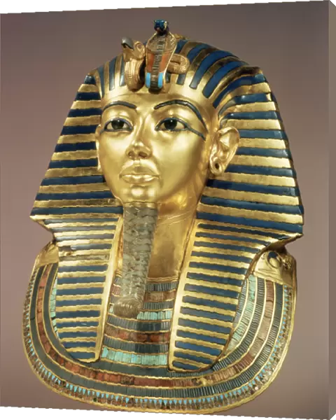 The gold funerary mask, from the tomb of Tutankhamun (c
