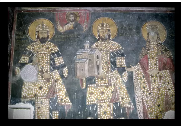 Stefan Milutin, Stefan Dragutin and Katelina, late 13th century (fresco)