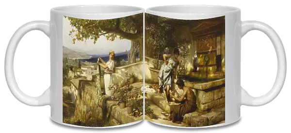 At the Well, (oil on canvas)