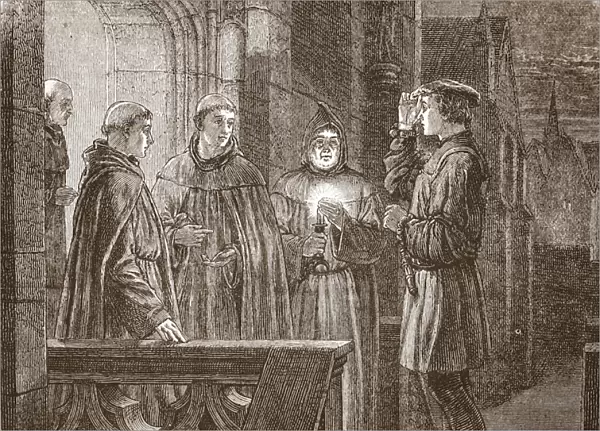 Luther entering the Augustinian convent, illustration from