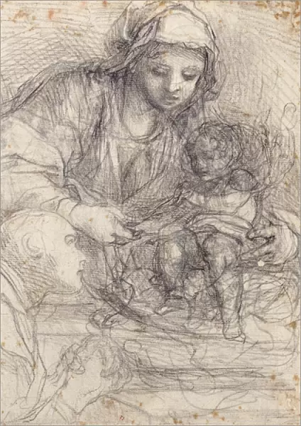 The Madonna and Child with a Carthusian Monk, (black chalk)