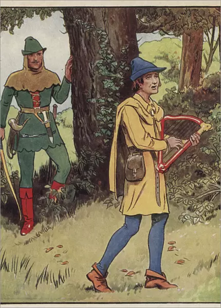 Robin Hood and his Merry Men (colour litho)