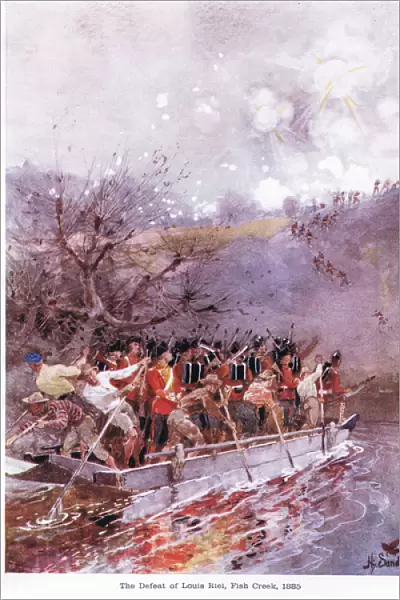 The defeat of Louis Riel, Fish Creek, 1885, c. 1920 (colour litho)