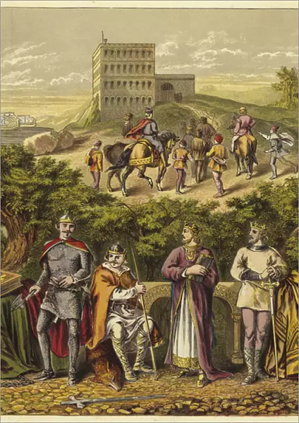 The four Norman kings of England; King William I, King William II, King Henry I, King Stephen (chromolitho)