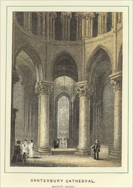 Canterbury Cathedral, Beckets Crown (colour litho)