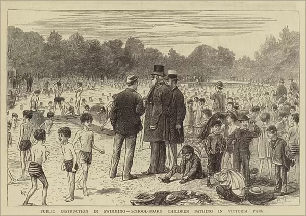 Public Instruction in Swimming, School-Board Children bathing in Victoria Park (engraving)