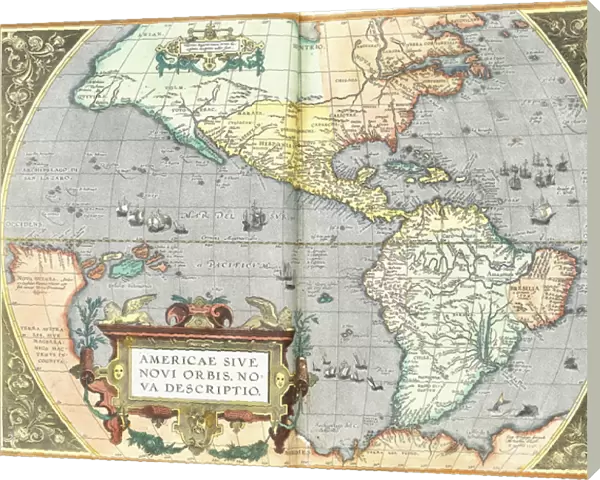 The Americas, 1592 (hand-coloured engraving)