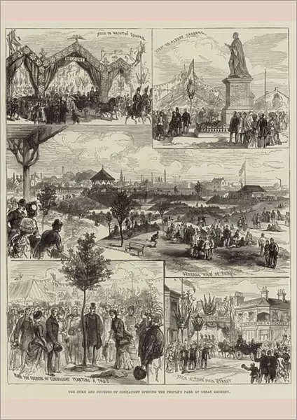 The Duke and Duchess of Connaught opening the Peoples Park at Great Grimsby (engraving)