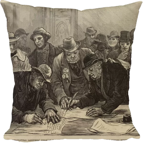 Agricultural Labourers Union at the Memorial Hall, Farringdon-Street, Delegates signing Petition (engraving)