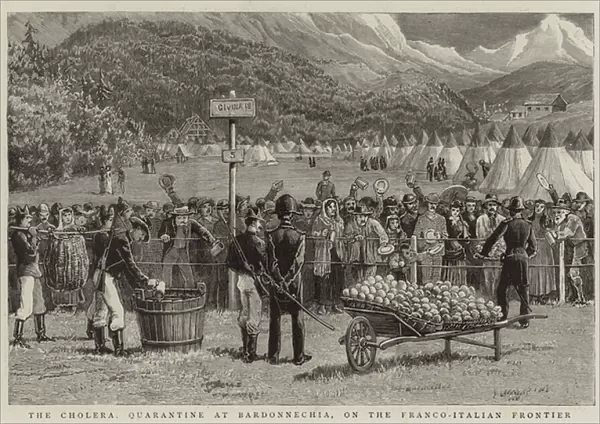 The Cholera, Quarantine at Bardonnechia, on the Franco-Italian Frontier (engraving)