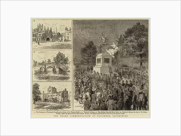 The Drake Commemoration at Tavistock, Devonshire (engraving)