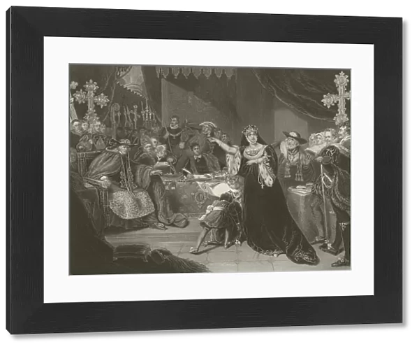The trial of Catherine of Aragon, 1529 (engraving)