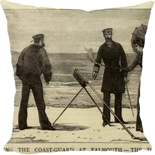 The Duke of Edinburgh inspecting the Coast-Guard at Falmouth, the Duchess firing a Life-Saving Rocket (engraving)