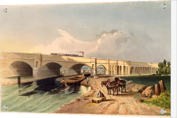 View of the Greenwich Railway Viaduct at Deptford, 1836 (colour litho)