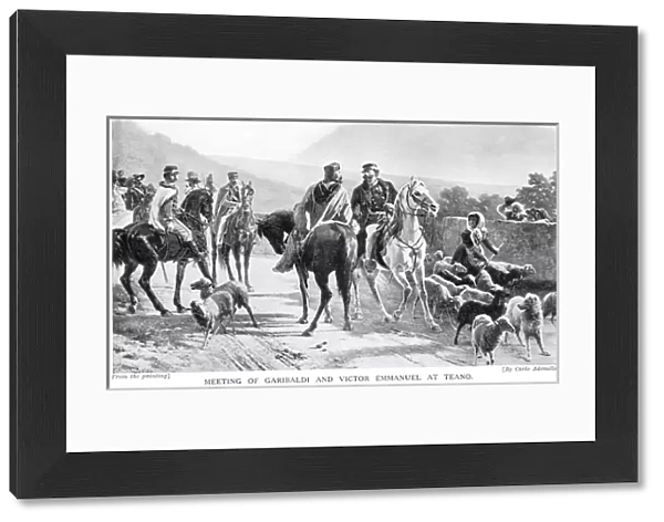 Meeting of Garibaldi and Victor Emmanuel at Teano, illustration from Hutchinson