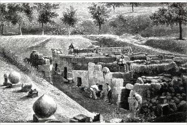 Etruscan Tombs excavated by Signor Mancini at Orvieto (litho)